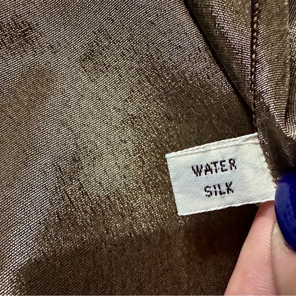 Large Water Silk Brown & Green Patterned Scarf Wrap - Picture 4 of 6